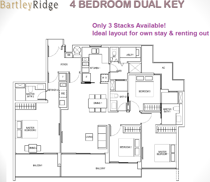 Bartley Ridge Floor Plan 4BR Dual Key